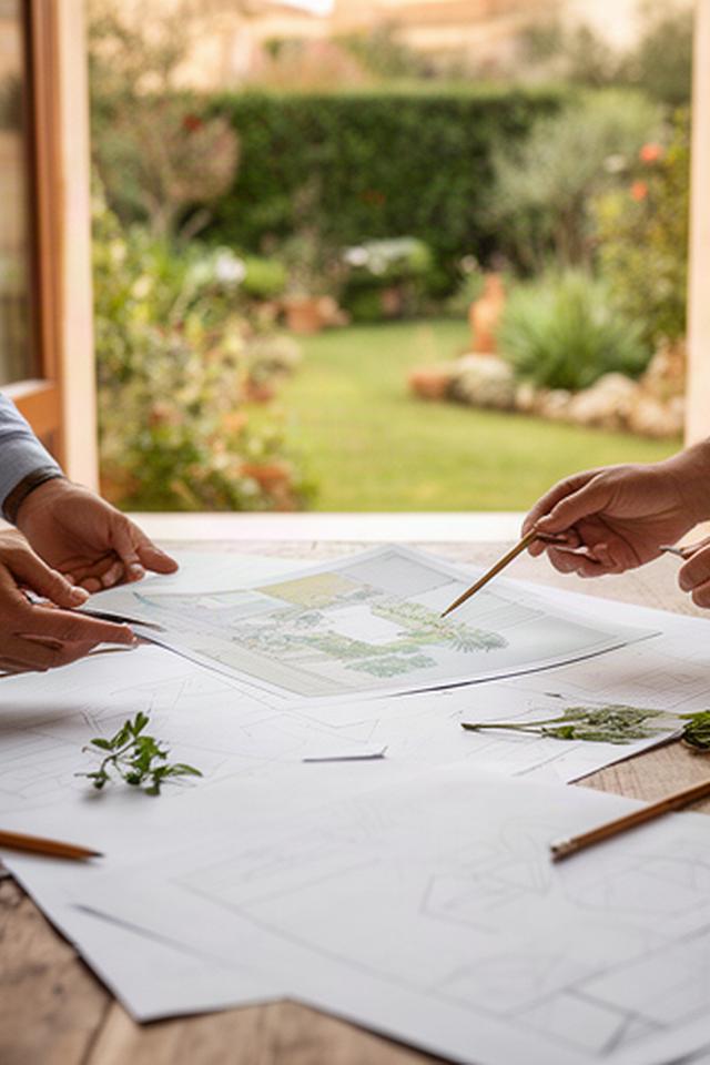 Consulenza per un giardino privato a Ragusa con planimetria sul tavolo